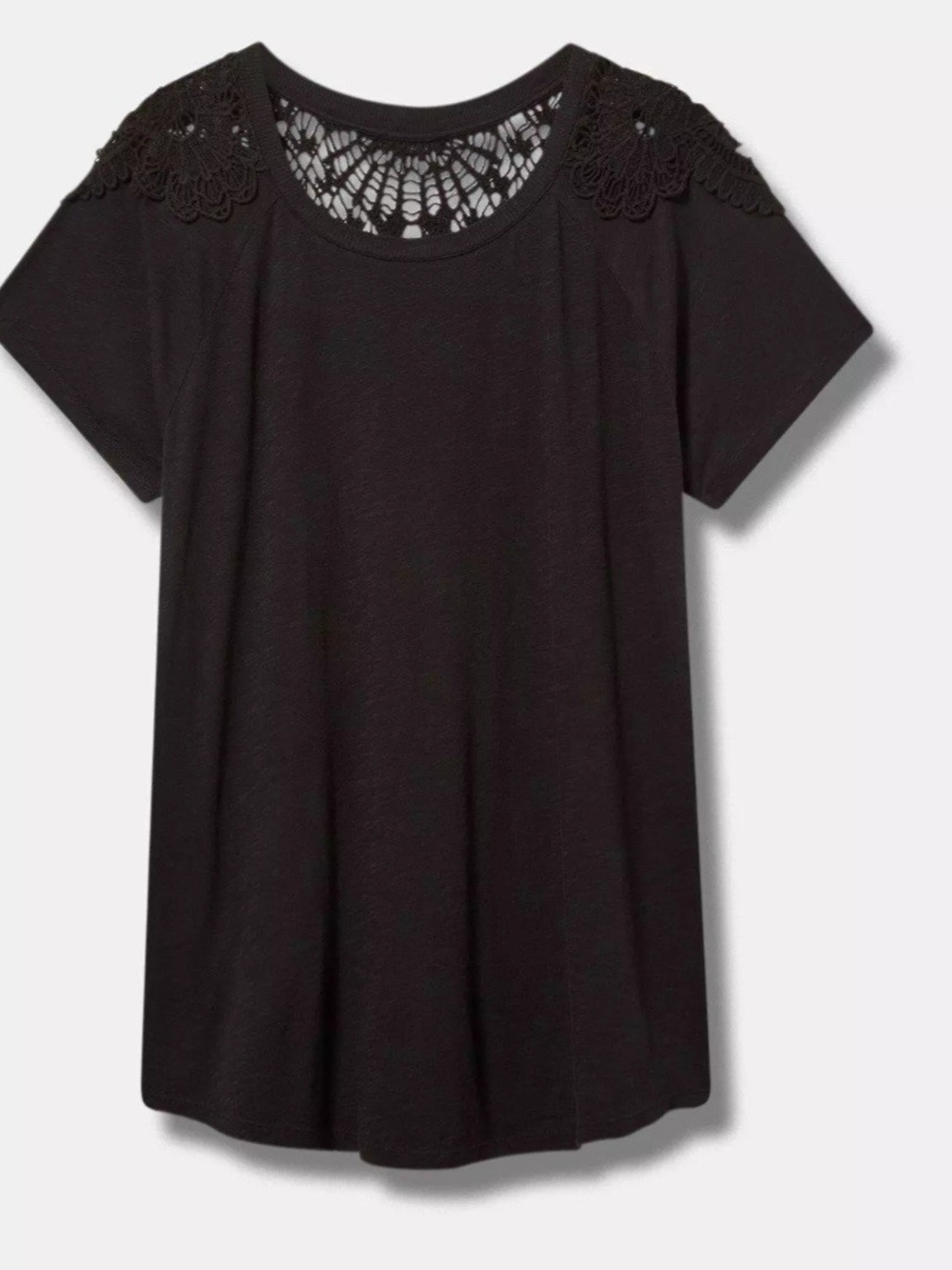 Black Lace Shoulder Short-Sleeve Women’s Top Size 0